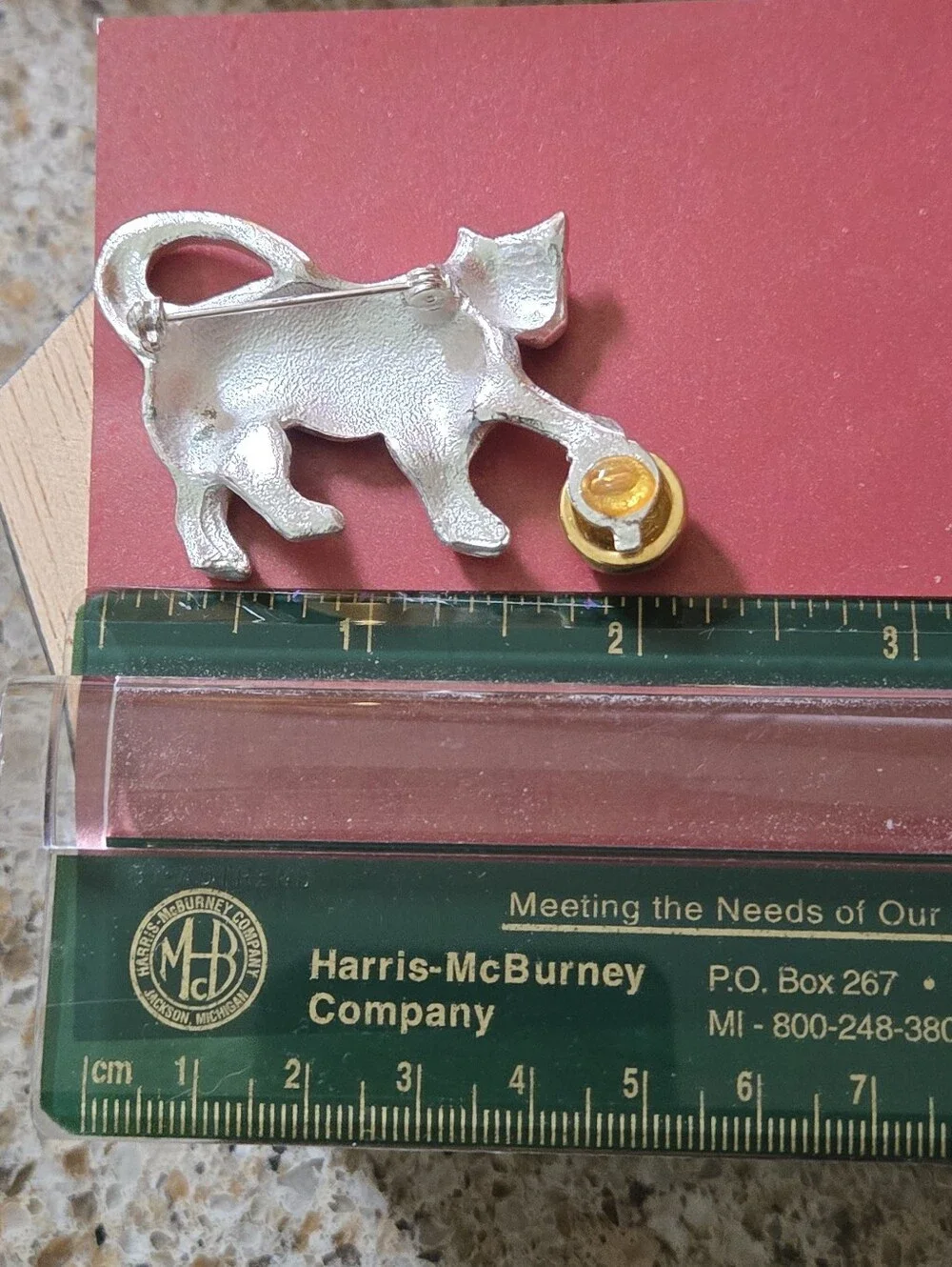 Cool Cat Brooch Silver Tone Cat With Gold Ball Brooch Cat Lady Jewelry